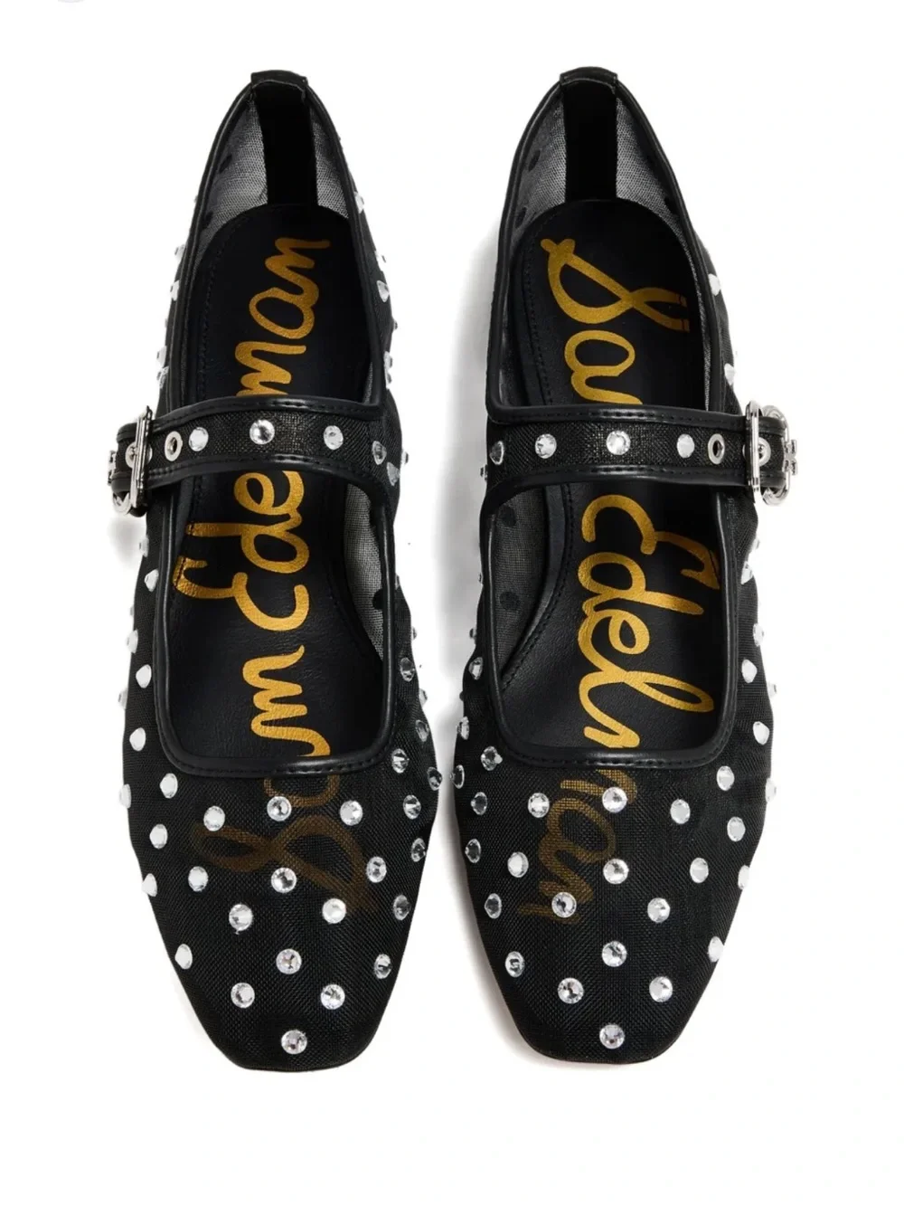 SAM EDELMAN Michaela Shine Mary Jane Flat - Black Mesh Sz 8